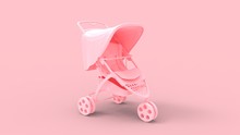3d Rendering Of A Baby Stroller Push Cart Isolated In Studio Background