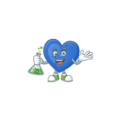 Sticker - Smart blue love cartoon character holding glass tube