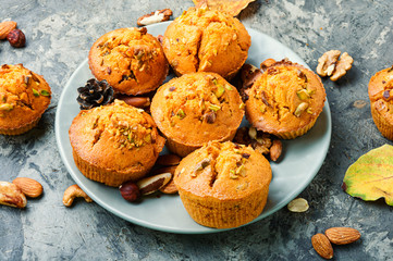 Canvas Print - Homemade muffins with nuts