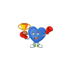 Canvas Print - Super cool Boxing winner blue love in mascot cartoon style