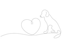 Valentines Day Background With Heart And Cute Dog Vector Illustration