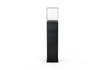 Wall Mural - Pedestal glass display case, mock up template on isolated white background, 3d illustration