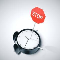 Wall Mural - Stop road sign and clock