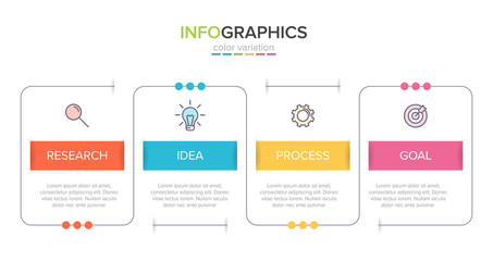 Infographic design with icons and 4 options or steps. Thin line vector. Infographics business concept. Can be used for info graphics, flow charts, presentations, web sites, banners, printed materials.