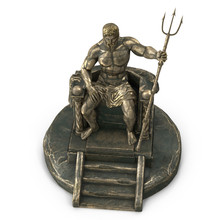 Bronze Statue Of The Greek God Poseidon On An Isolated White Background. 3d Illustration