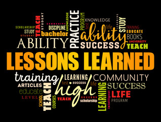 Wall Mural - lessons learned word cloud collage, education concept background