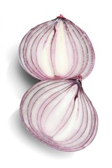 Canvas Print - Red onions over white background