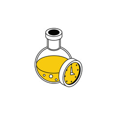 Poster - Chemistry test tube timer. Vector line, 3d stroke isometric, color web icon, new flat style. Creative illustration design, abstract idea for infographics.