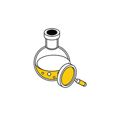 Poster - Chemistry tube Magnifier Analysis. Vector line, 3d stroke isometric, color web icon, new flat style. Creative illustration design, abstract idea for infographics.