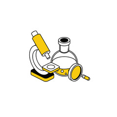 Poster - Microscope Magnifier Analysis. Vector line, 3d stroke isometric, color web icon, new flat style. Creative illustration design, abstract idea for infographics.