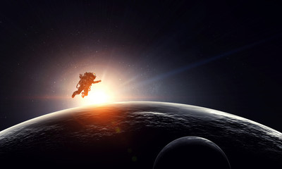 Wall Mural - Exploring outer space. Mixed media