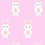 Fototapeta Dziecięca - This is seamless pattern texture of rabbit and balloons on white background.