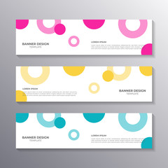 Wall Mural - Banner template business company design layout with circle geometry in flat style memphis background