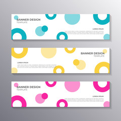 Wall Mural - Banner template business company design layout with circle geometry in flat style memphis background