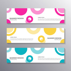 Wall Mural - Banner template business company design layout with circle geometry in flat style memphis background