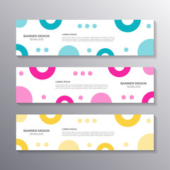 Wall Mural - Banner template business company design layout with circle geometry in flat style memphis background