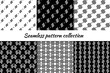 Seamless pattern collection. Geometrical design backgrounds set. Minimal geo print kit. Modern linear ornaments