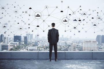 Poster - Businessman standing on roof