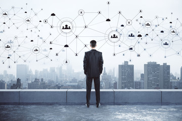 Poster - Businessman looking on human resource interface