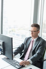 Wall Mural - Mature businessman working on computer in office