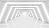 Fototapeta Przestrzenne - 3D Abstract Future Long Corridor Light Interior
