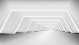 Fototapeta Perspektywa 3d - 3D Abstract White Clear Light Corridor Interior