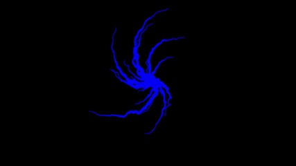 Poster - Abstract spiral rotating glowing lines of blue color on black background. Animation. Beautiful blue spinning vortex of bended lines.