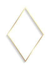 Golden Rhombus Frame With Shadows And Highlights Isolated On A White Background.