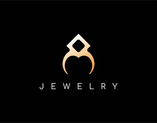 Luxury logo of Jewelry with Modern Concept. Design with Unique and Abstract Ring Vector Image. Suitable for Jewelry Shop Business Sign.