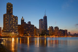 Fototapeta Nowy Jork - Chicago Skyline at blue hour, Chicago, Illinois, United States