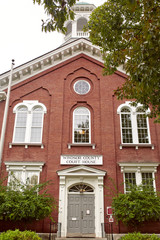 Windsor County Courthouse on a cold, Fall day in the historic New England town of Woodstock, Vermont