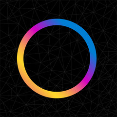 Poster - Colorful abstract circle logo isolated on black background. Vector design element