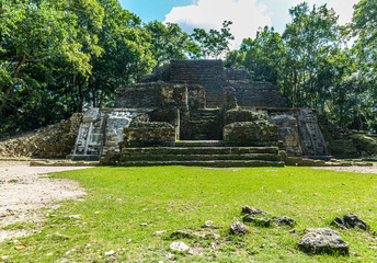 Lamanai archaeological reserve mayan Mast Temple in Belize