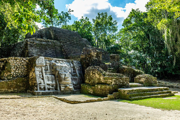 Lamanai archaeological reserve mayan Mast Temple in Belize