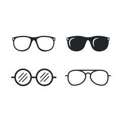 Poster - Glasses black silhouette icon template color editable. Glasses symbol vector sign isolated on white background illustration for graphic and web design.
