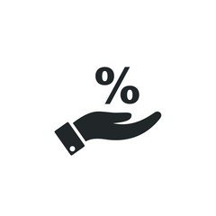 Fototapete - Pictograph of Percentage on hand icon template color editable. percentage on hand symbol vector sign isolated on white background illustration for graphic and web design.