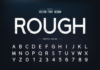 Fototapete - Texture font and alphabet vector, Rough design typeface and number
