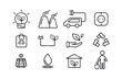© GrandDesign - A set of ecology icons. Save nature, use solar panels, recycle, travel on eco-cars.