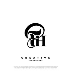 Logo Text Initial Letter FH Luxury Monogram. overlapping interlock logo, monogram line art style.