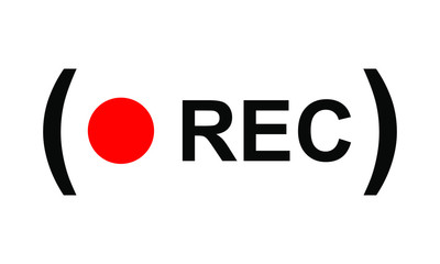 Sticker - Recording sign, red panel, rec. vector illustration