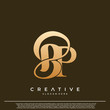 Logo Text Initial Letter BP Luxury Monogram. overlapping interlock logo, monogram line art style.