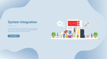 Fototapete - system integration technology for website template or landing homepage banner - vector