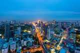 Fototapeta Miasto - Bangkok city skyline at twilight time