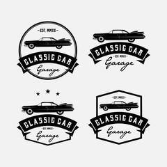 classic car garage emblem logo design