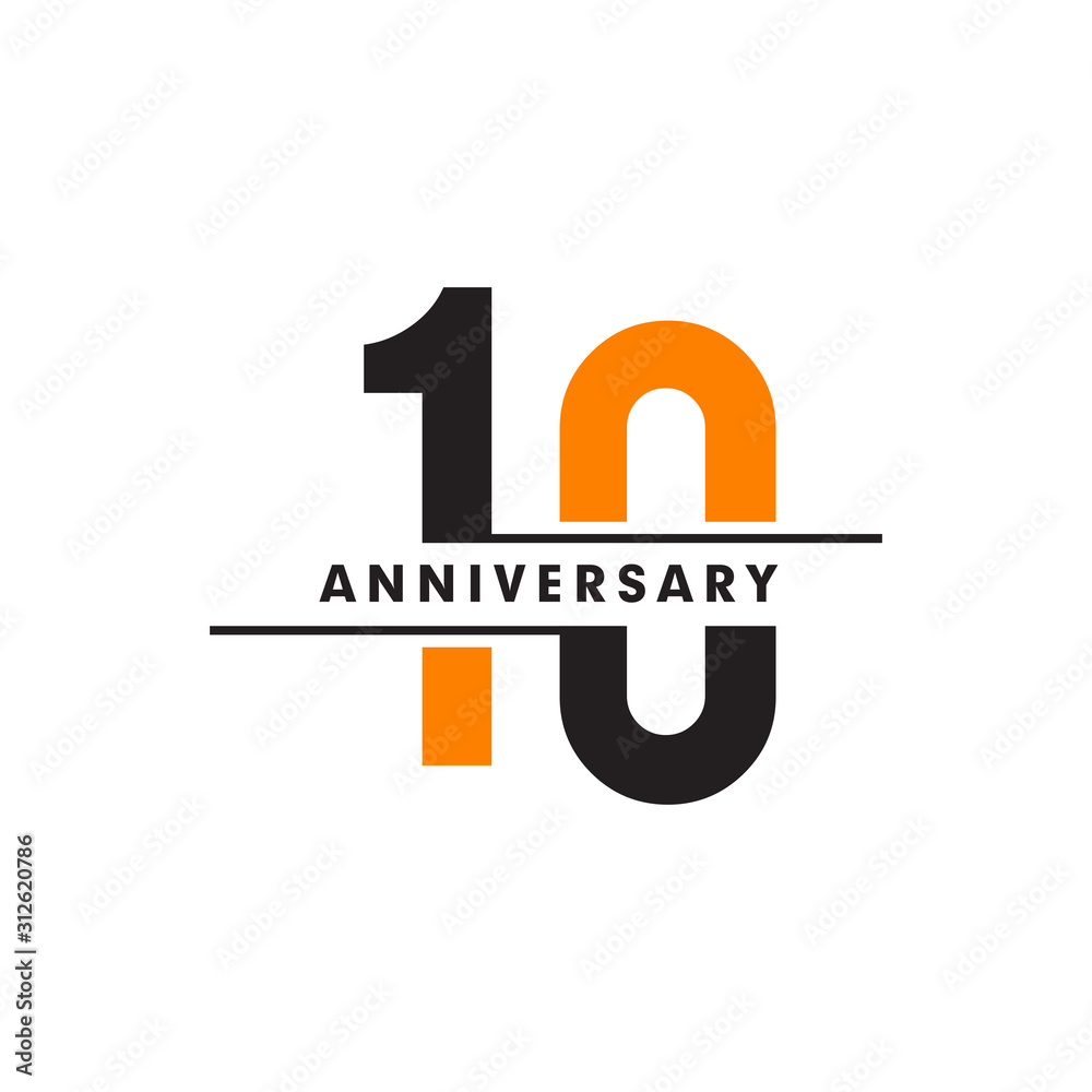10th celebrating anniversary emblem logo design vector illustration ...
