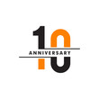 10th celebrating anniversary emblem logo design vector illustration template