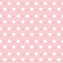 Pink Heart Seamless Pattern. Geometric Vector Repeat Background Design.
