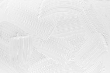 Poster - soft light white fluid paint background with randon brush strokes as abstract texture, pattern.