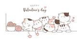 Fototapeta Pokój dzieciecy - happy valentines day with cute animal cartoon hand drawn style