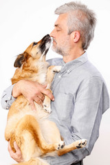 Wall Mural - Friends forever: man and his lovely dog